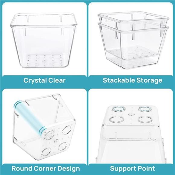 25 PCS Clear Plastic Drawer Organizers Set, 4-Size Versatile Bathroom and Vanity - Picture 2 of 6